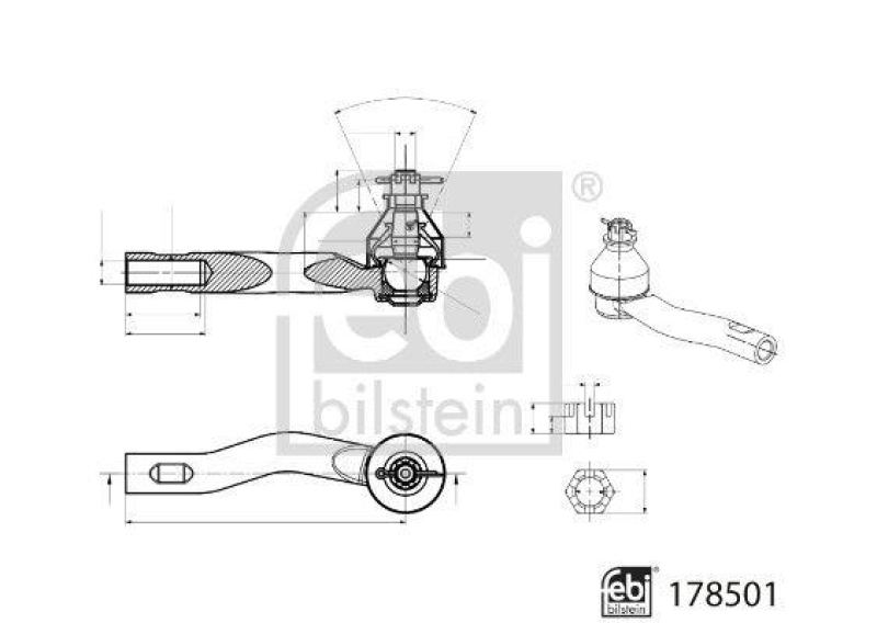 FEBI BILSTEIN 178501 Spurstangenendst&uuml;ck mit Kronenmutter und Splint f&uuml;r TOYOTA