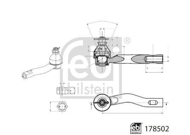 FEBI BILSTEIN 178502 Spurstangenendst&uuml;ck mit Kronenmutter und Splint f&uuml;r TOYOTA