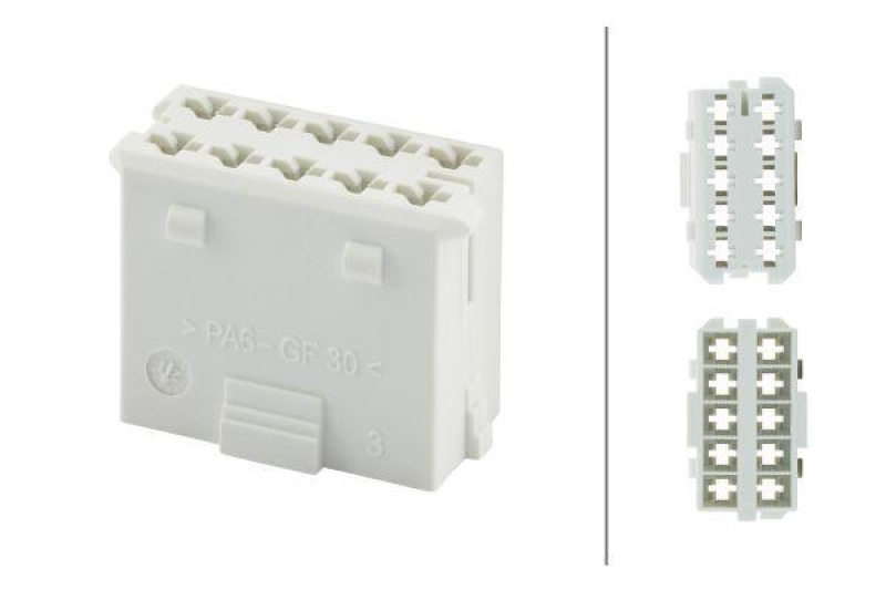 HELLA 8JD 010 076-002 Steckgehäuse, 10-polig Flachsteckerhülse