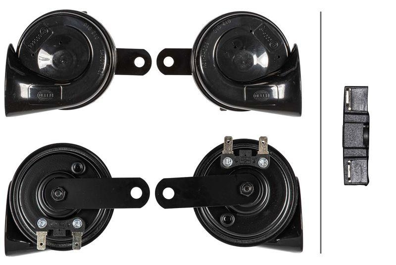 HELLA 3FH 012 010-061 Trompetenhorn TE26Set 12V 110dB A 400/500Hz 2-Klang