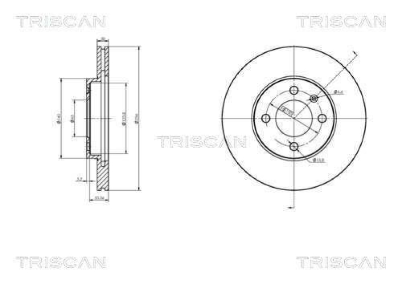 TRISCAN 8120 10105c Bremsscheibe Vorne, Coated f&uuml;r Seat, Vw