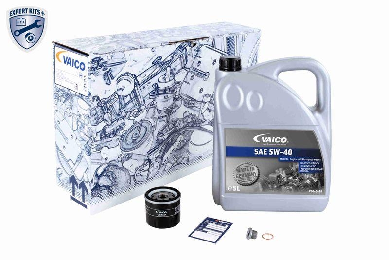 VAICO V60-3013 Teilesatz, Inspektion Sae 5W-40 + Filter + &Ouml;lablassschraube f&uuml;r RENAULT