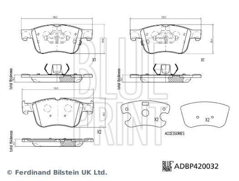 BLUE PRINT ADBP420032 Bremsbelagsatz f&uuml;r Ford Pkw