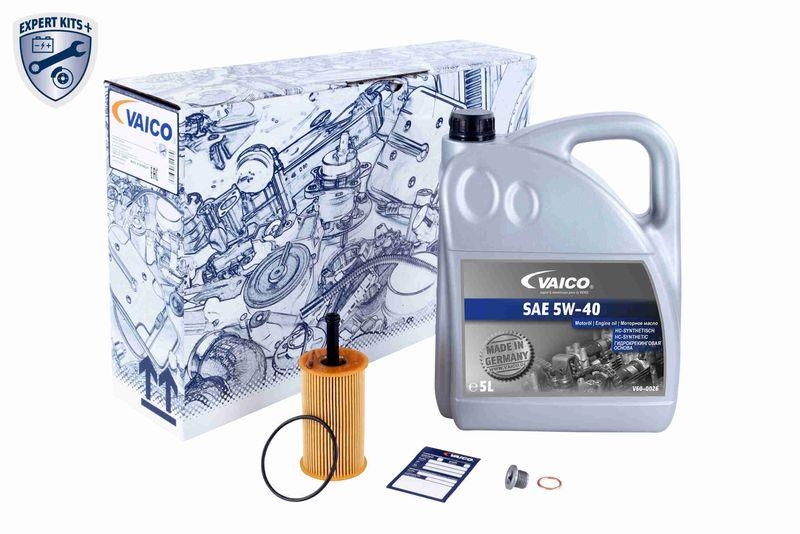 VAICO V60-3015 Teilesatz, Inspektion Sae 5W40 + Filter + &Ouml;lablassschraube f&uuml;r PEUGEOT