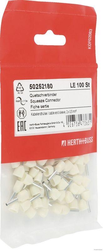 HERTH+BUSS 50252180 Quetschverbinder Kabelendhülse, 2 x 0,5 mm², weiß