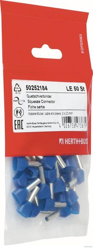 HERTH+BUSS 50252184 Quetschverbinder Kabelendh&uuml;lse, 2 x 2,5 mm&sup2;, blau