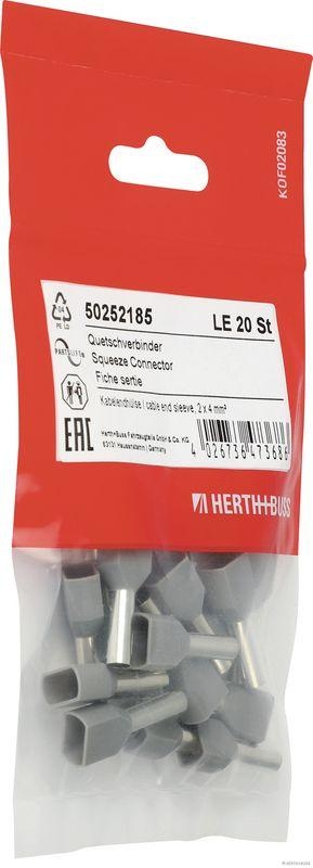 HERTH+BUSS 50252185 Quetschverbinder Kabelendh&uuml;lse, 2 x 4 mm&sup2;, grau