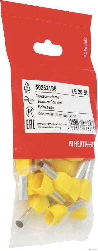 HERTH+BUSS 50252186 Quetschverbinder Kabelendh&uuml;lse, 2 x 6 mm&sup2;, gelb