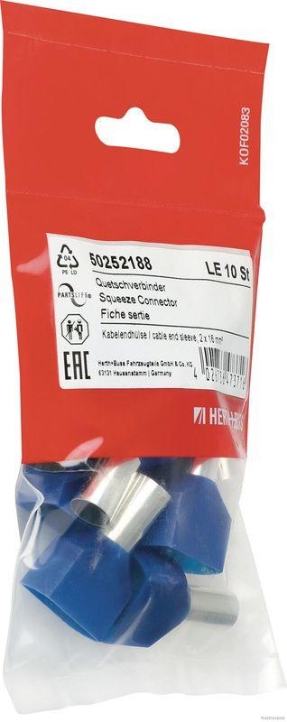 HERTH+BUSS 50252188 Quetschverbinder Kabelendhülse, 2 x 16 mm², blau
