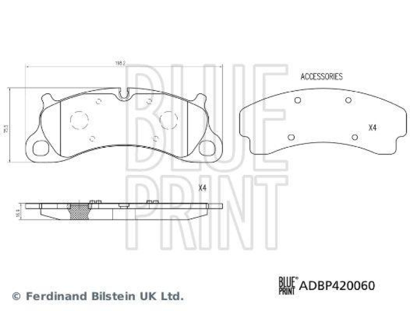BLUE PRINT ADBP420060 Bremsbelagsatz f&uuml;r Porsche