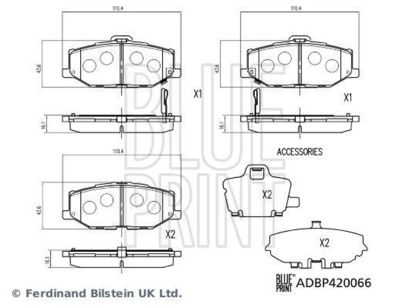 BLUE PRINT ADBP420066 Bremsbelagsatz f&uuml;r SUZUKI