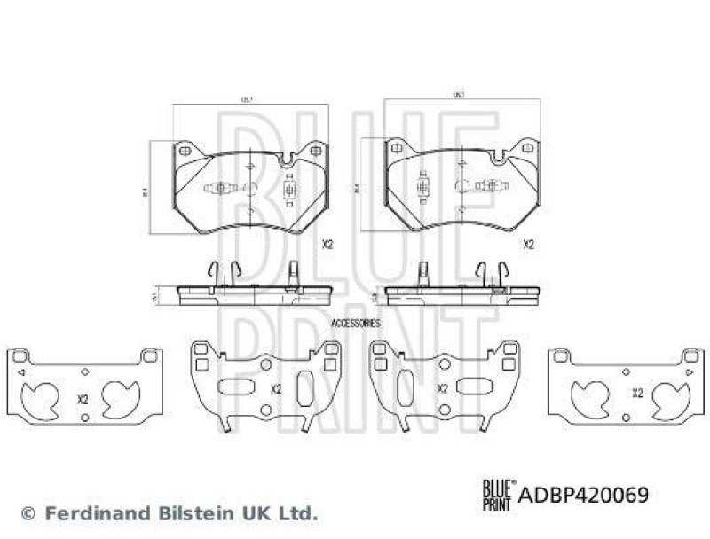 BLUE PRINT ADBP420069 Bremsbelagsatz f&uuml;r VW-Audi
