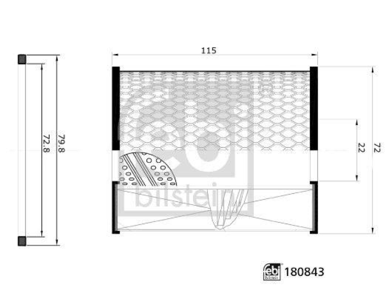 FEBI BILSTEIN 180843 Ölfilter mit Dichtring für Massey Ferguson