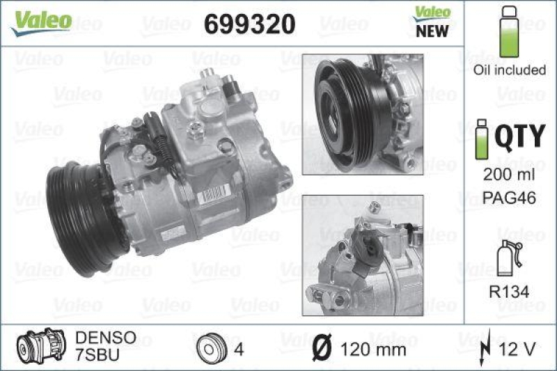 VALEO 699320 Kompressor BMW Serie 5, Serie 7