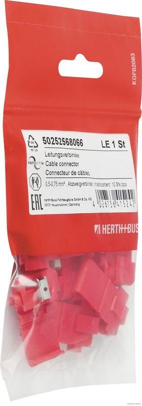HERTH+BUSS 50252568066 Leitungsverbinder 0,5 - 0,75 mm&sup2;, Abzweigverbinder, rot, Inhalt 10 St&uuml;ck