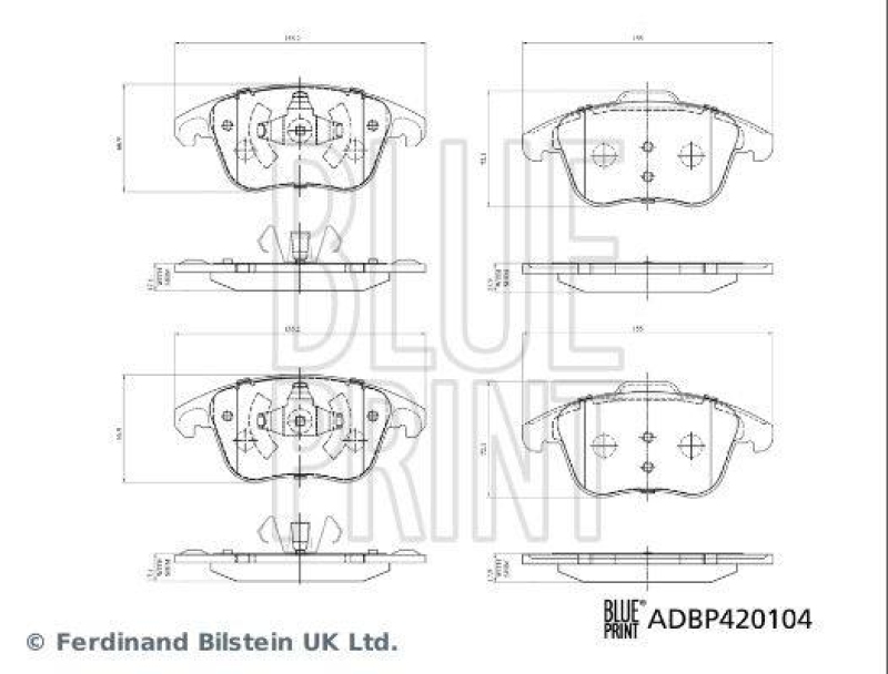 BLUE PRINT ADBP420104 Bremsbelagsatz f&uuml;r Peugeot