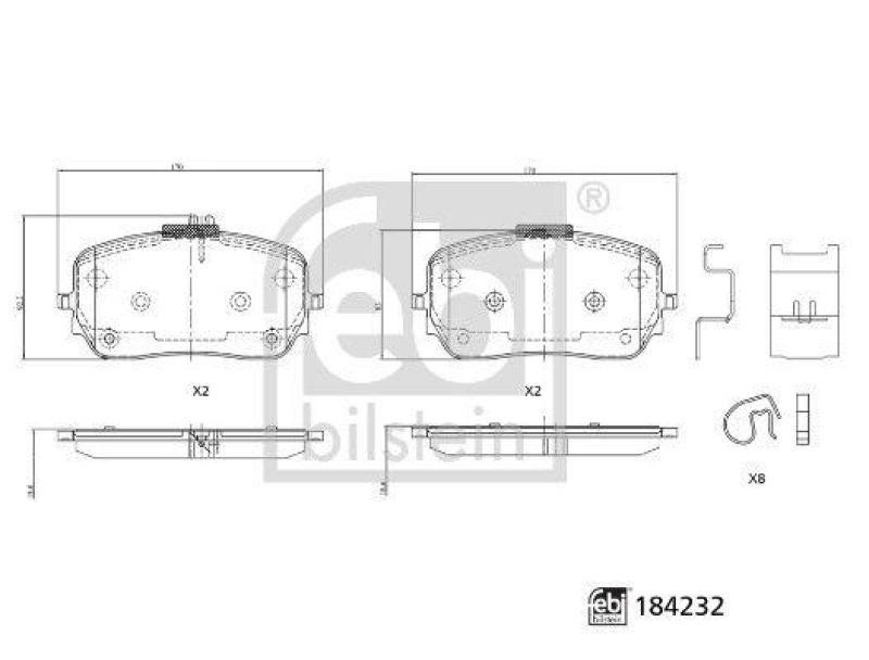 FEBI BILSTEIN 184232 Bremsbelagsatz mit Anbaumaterial f&uuml;r Mercedes-Benz