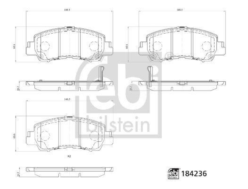 FEBI BILSTEIN 184236 Bremsbelagsatz f&uuml;r MITSUBISHI