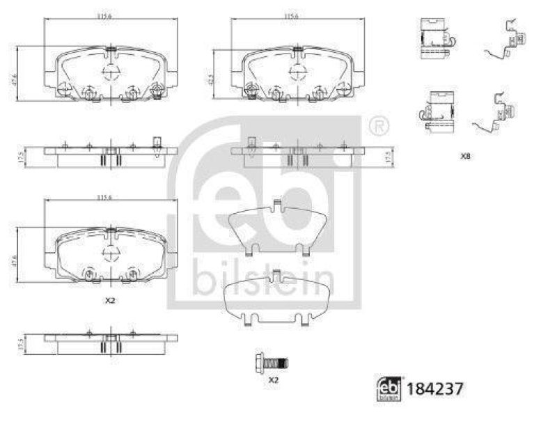 FEBI BILSTEIN 184237 Bremsbelagsatz f&uuml;r Jeep