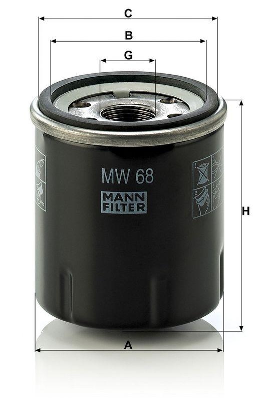 MANN-FILTER MW 68 &Ouml;lfilter f&uuml;r Kawasaki Mot