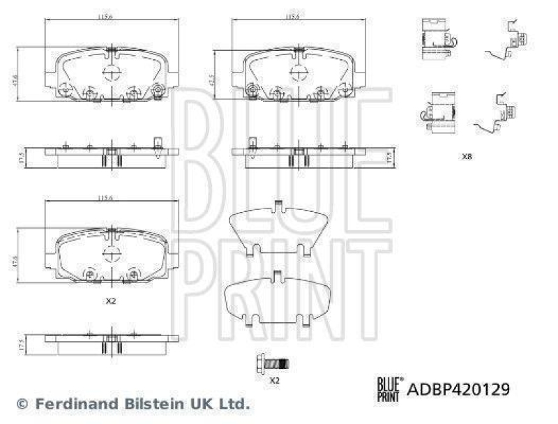 BLUE PRINT ADBP420129 Bremsbelagsatz f&uuml;r Jeep