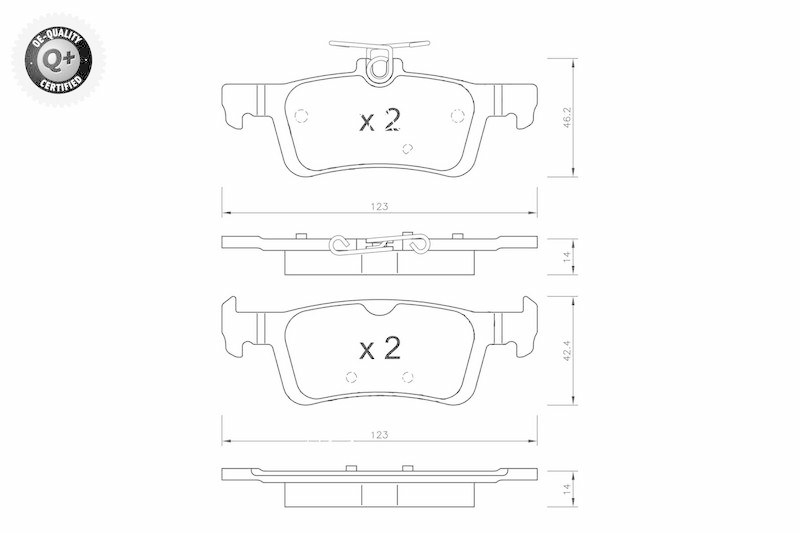 VAICO V25-2113 Bremsbelagsatz, Scheibenbremse Hinterachse Wva: 23482, 24137, Ate - Tev f&uuml;r FORD