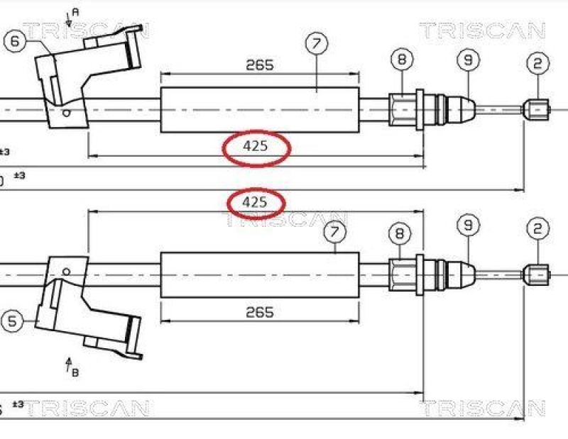 TRISCAN 8140 27141 Handbremsseil f&uuml;r Volvo S40Ii / V50