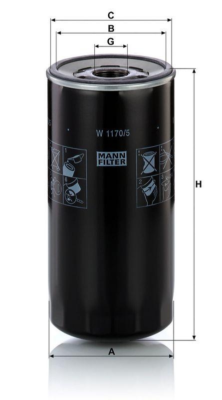 MANN-FILTER W 1170/5 &Ouml;lfilter f&uuml;r Liebherr