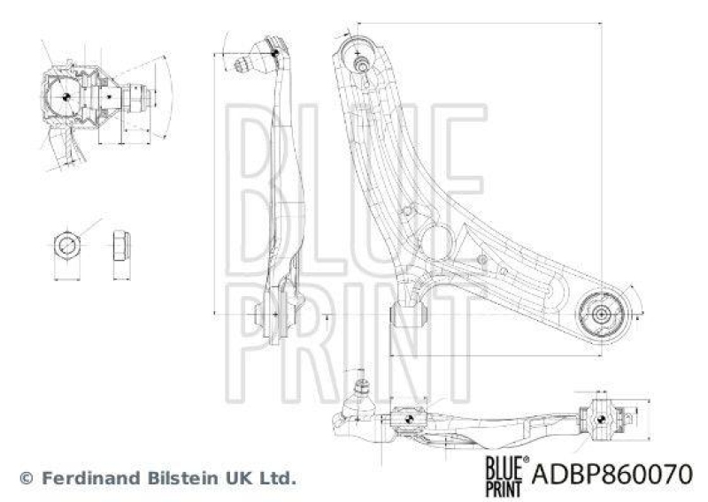 BLUE PRINT ADBP860070 Querlenker mit Lagern, Gelenk und Sicherungsmutter f&uuml;r KIA