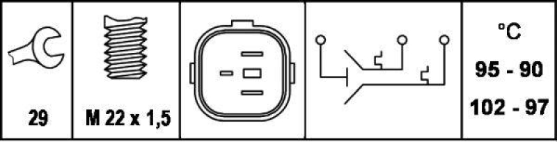 HELLA 6ZT 007 837-061 Temperaturschalter f&uuml;r AUDI/FORD/SKODA/VW/SEAT