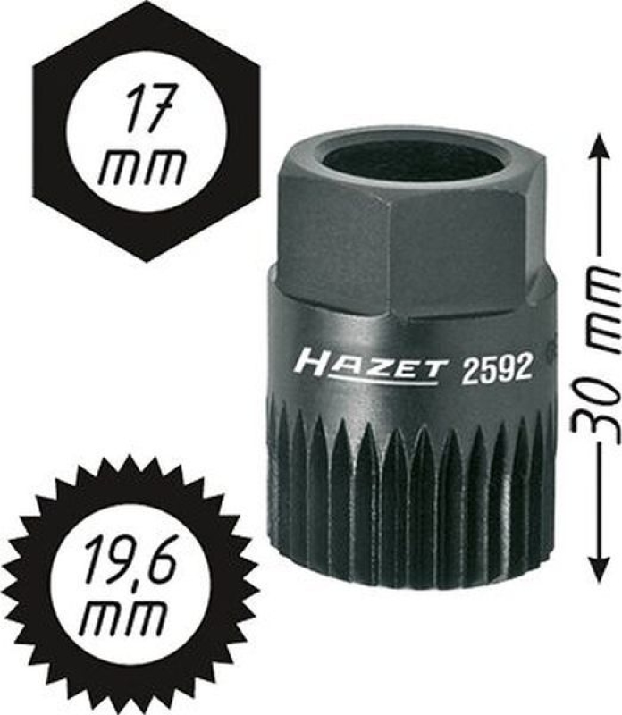 HAZET 2592 Keil(rippen)riemenscheibe-Adapter Sechkant 17mm