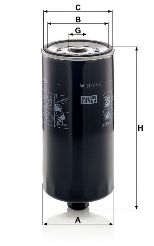MANN-FILTER W 1170/13 &Ouml;lfilter f&uuml;r Liebherr