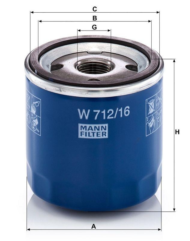 MANN-FILTER W 712/16 &Ouml;lfilter f&uuml;r Fiat Gruppe