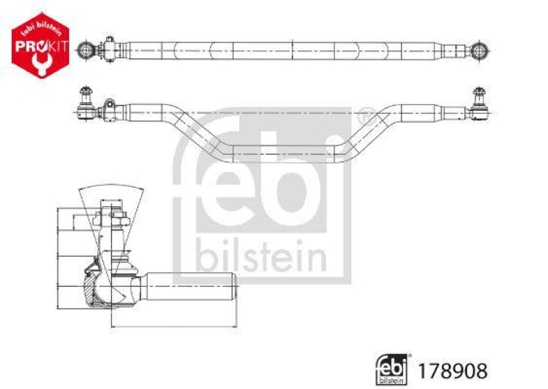 FEBI BILSTEIN 178908 Spurstange mit Endstück und Sicherungsmutter für M A N
