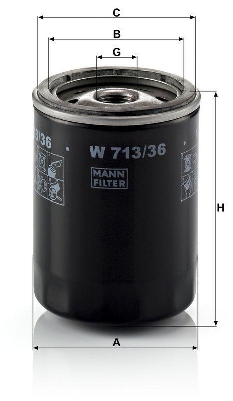 MANN-FILTER W 713/36 &Ouml;lfilter f&uuml;r Mazda