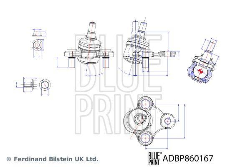 BLUE PRINT ADBP860167 Traggelenk mit Anbaumaterial für HYUNDAI