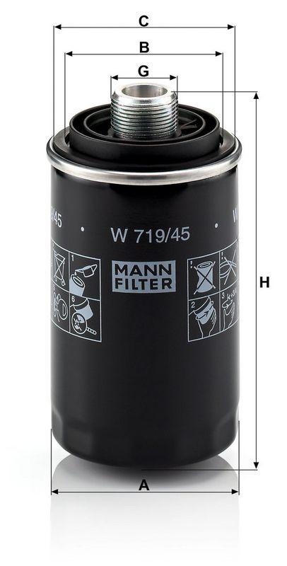 MANN-FILTER W 719/45 &Ouml;lfilter f&uuml;r VW