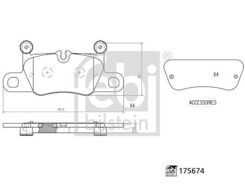 FEBI BILSTEIN 175674 Bremsbelagsatz f&uuml;r Porsche