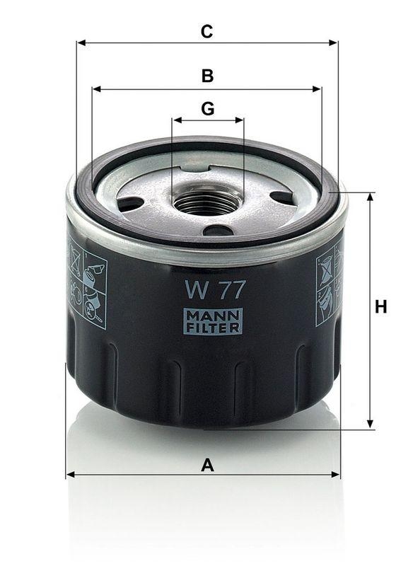 MANN-FILTER W 77 &Ouml;lfilter f&uuml;r John Deere