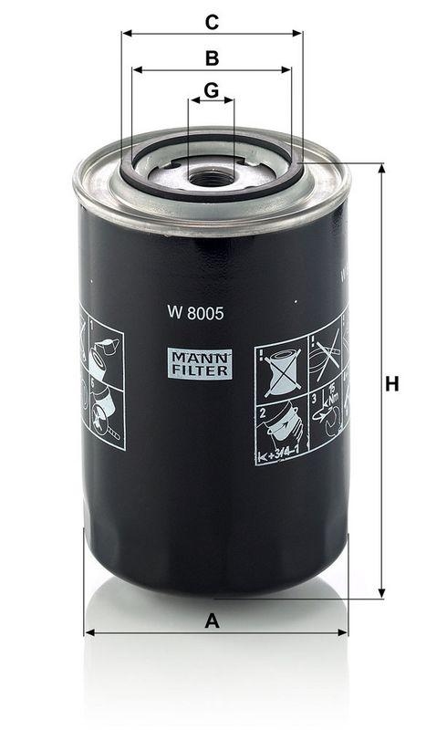 MANN-FILTER W 8005 &Ouml;lfilter f&uuml;r Iveco Irisbus