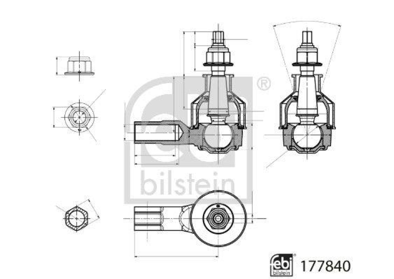 FEBI BILSTEIN 177840 Spurstangenendst&uuml;ck mit Sicherungsmutter f&uuml;r Opel