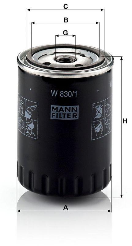 MANN-FILTER W 830/1 &Ouml;lfilter f&uuml;r VW