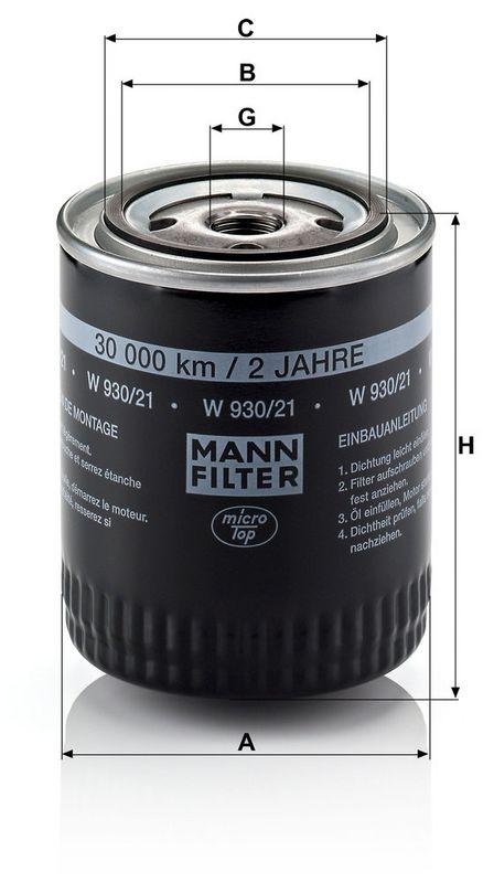 MANN-FILTER W 930/21 &Ouml;lfilter f&uuml;r VW
