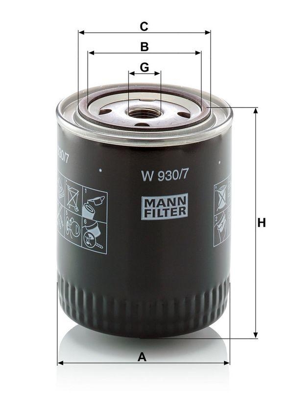 MANN-FILTER W 930/7 &Ouml;lfilter f&uuml;r Case New Holland