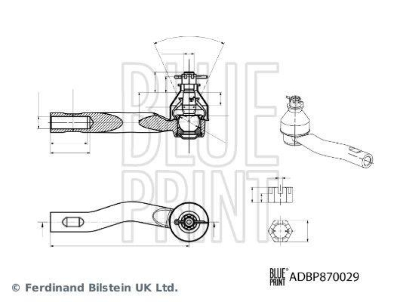 BLUE PRINT ADBP870029 Spurstangenendst&uuml;ck mit Kronenmutter und Splint f&uuml;r TOYOTA