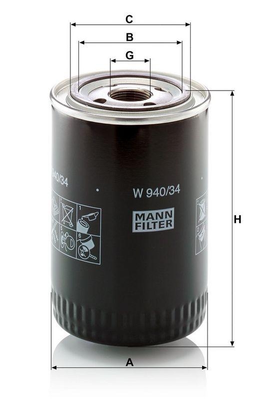 MANN-FILTER W 940/34 &Ouml;lfilter f&uuml;r Case New Holland
