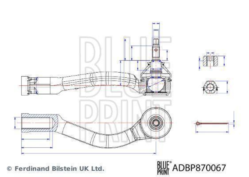 BLUE PRINT ADBP870067 Spurstangenendst&uuml;ck mit Kronenmutter und Splint f&uuml;r HYUNDAI