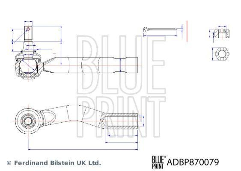 BLUE PRINT ADBP870079 Spurstangenendst&uuml;ck mit Kronenmutter und Splint f&uuml;r TOYOTA