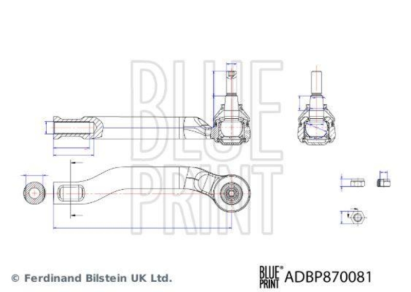 BLUE PRINT ADBP870081 Spurstangenendst&uuml;ck mit Sicherungsmutter f&uuml;r NISSAN