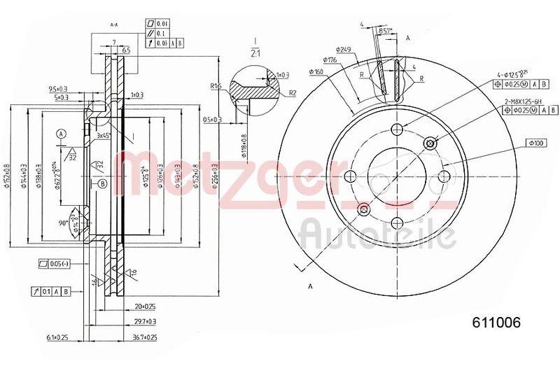 METZGER 6111006 Bremsscheibe Lack/Ks f&uuml;r KIA VA links/rechts